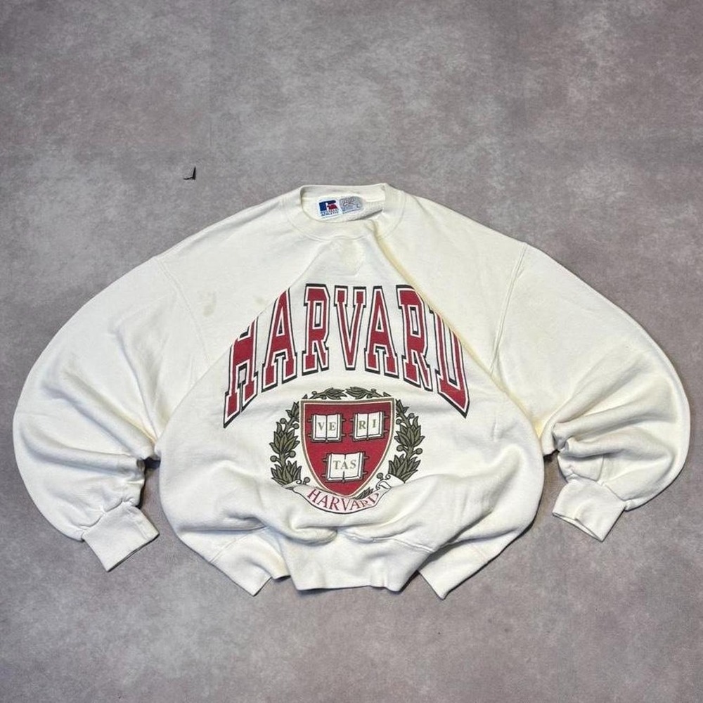 Vintage 90s Harvard University Russell Athletic Crewneck Sweatshirt Mens Fits S